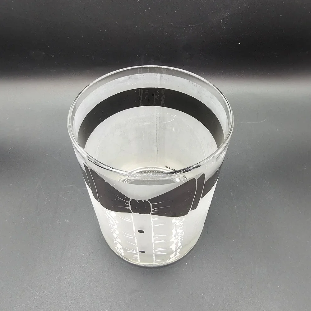 Vintage Culver Tuxedo Rocks Glass Mid Century‎ Black Tie Cocktail Barware